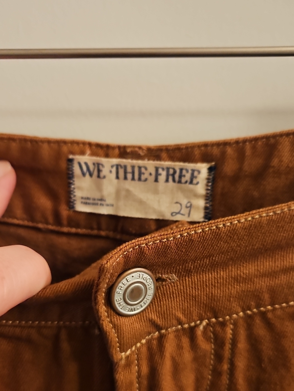 We The Free Great Escape Wide Leg Jeans | Rust Brown | Lace Inset | Size 29 - Picture 5 of 11